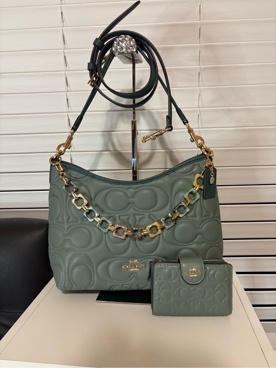 Coach Handbags - COACH Laurel Shoulder Bag Signature Leather Bag and Wallet Sage Green